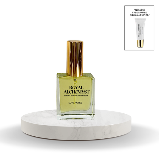 PRE RELEASE- LOVE NOTES BODY OIL 1 oz + FREE SQUALANE LIP OIL 5 mL