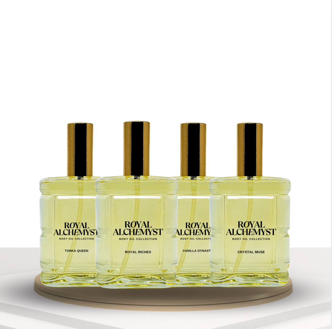 New Body Oil Drop-Black Friday Bundle (Royal Riches Body Oil, Vanilla Dynasty Body Oil, Crystal Muse Body Oil, Tonka Queen Body Oil)